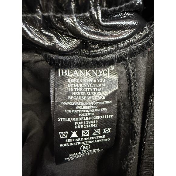 Blank NYC Women’s Black Vegan Leather Pants Medium Glossy Patent Straight Leg - Picture 10 of 10